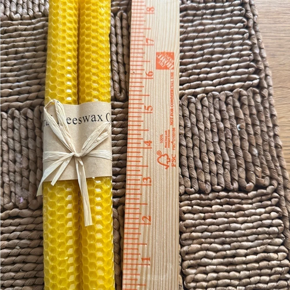 8 Lacaser Candles PURE BEESWAX ( BEES WAX ) 9'' TAPER HANDMADE Natural